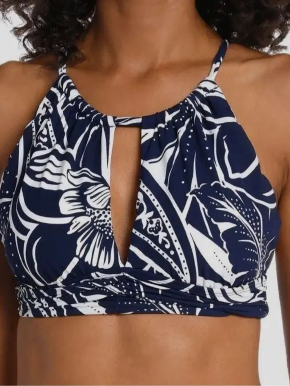 La Blanca Womens  Playa High Neck Bikini Top, Blue $83
